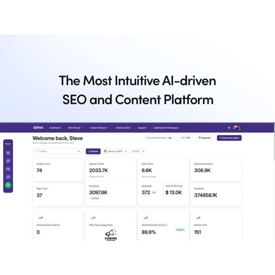 SEMAI AI SEO & Content Companion Basic Plan: Lifetime Subscription for $50