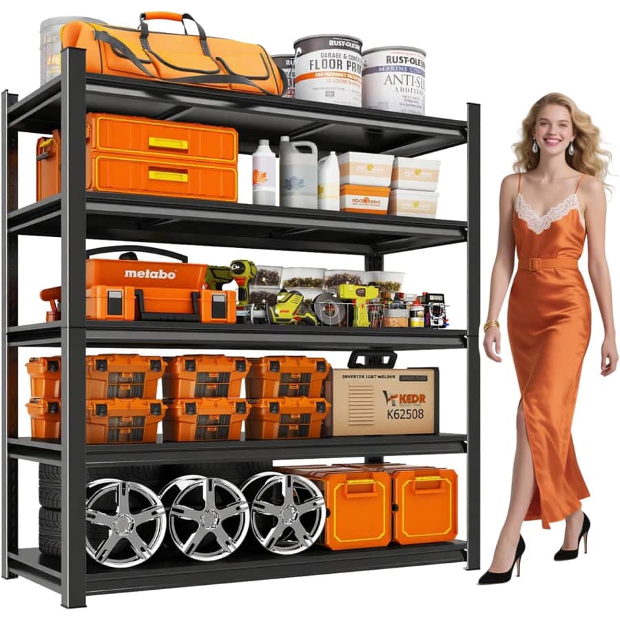 78" Heavy Duty 5-Tier Steel Garage Shelving Unit: $48