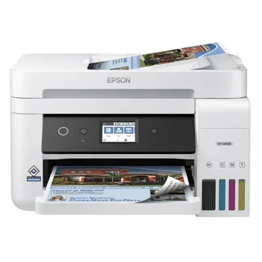 Epson WorkForce ST-C4100 Wireless Color AIO Inkjet SuperTank Printer with Fax: $349