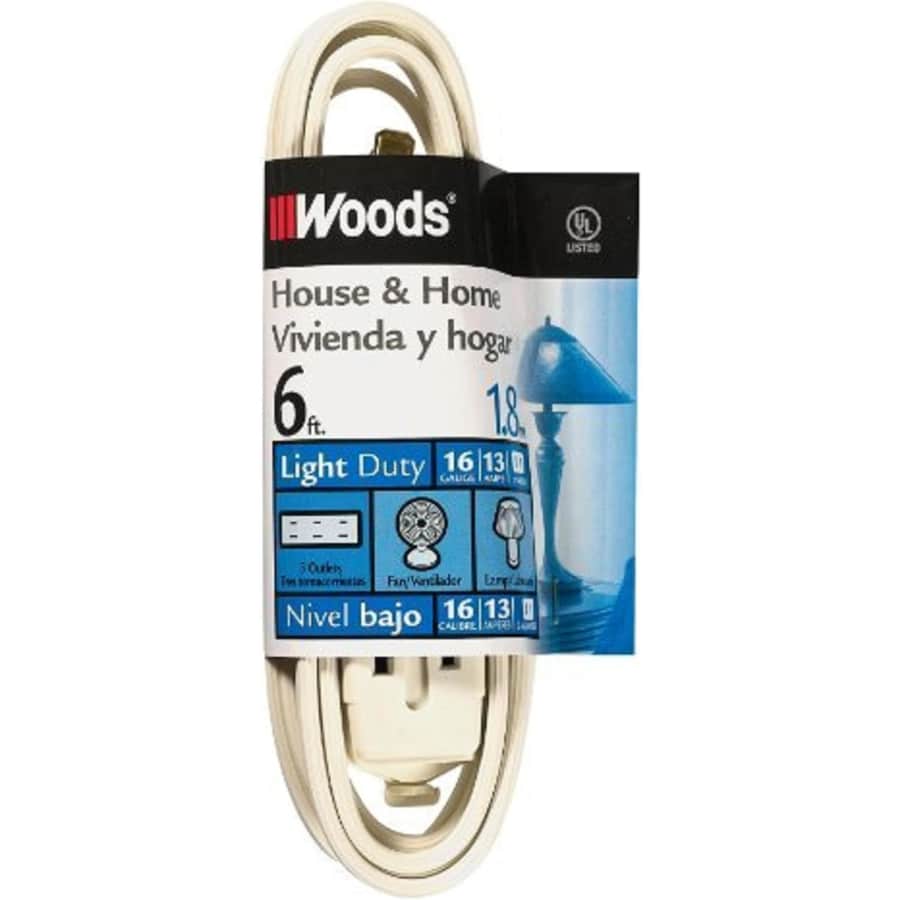 Woods 6-Foot 16-Gauge Light Duty Extension Cord: $4.13 Woods 6-Foot 16-Gauge Light Duty Extension Cord: $4.13