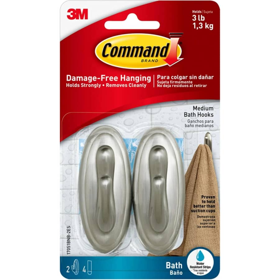 Command Medium Bath Hook 2-Pack w/ 4 Strips: $6.79 Command Medium Bath Hook 2-Pack w/ 4 Strips: $6.79