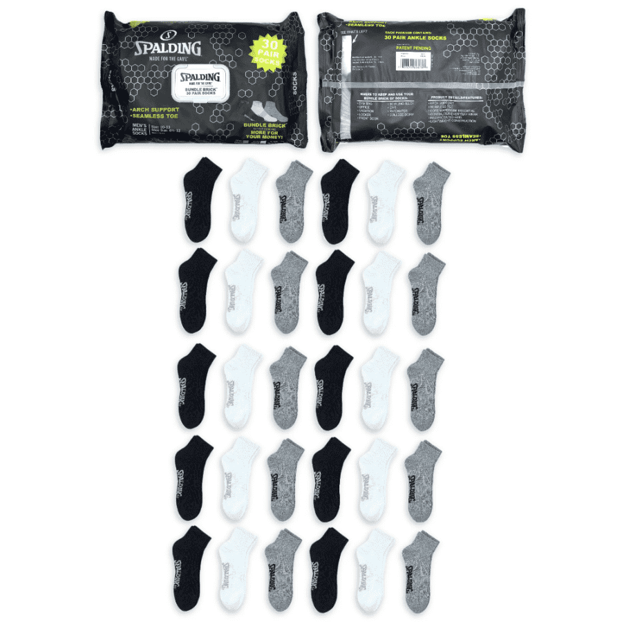 Spalding Men's Ankle Socks 30-Pack: $9.99 Spalding Men's Ankle Socks 30-Pack: $9.99