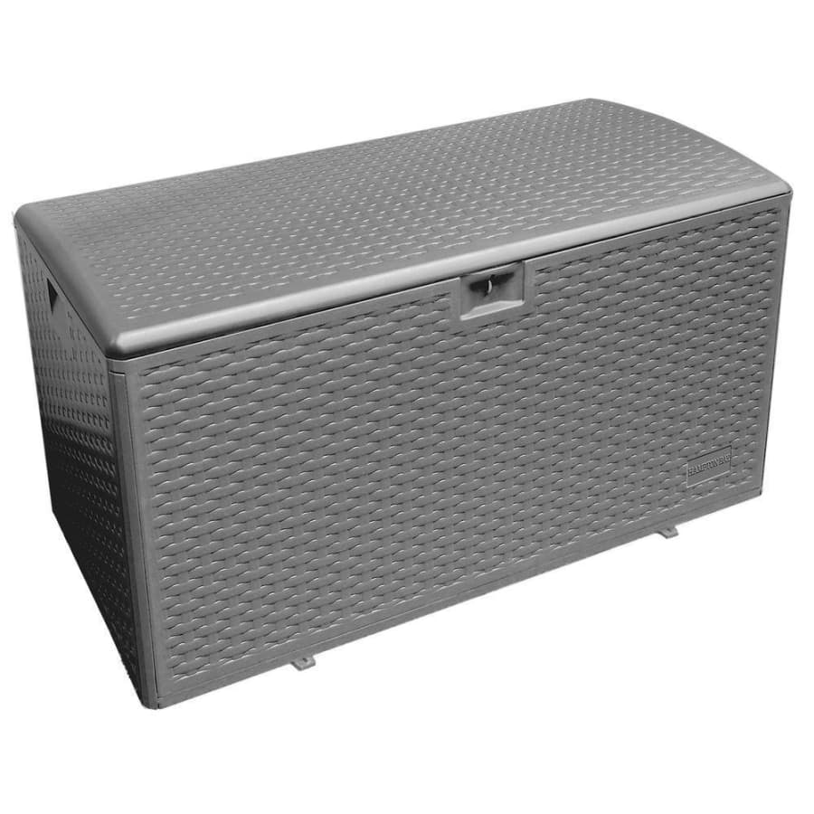 Hampton Bay 120-Gallon Resin Wicker Outdoor Storage Deck Box: $79.99 Hampton Bay 120-Gallon Resin Wicker Outdoor Storage Deck Box: $79.99
