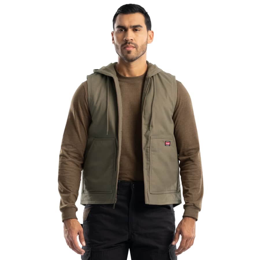 Wrangler Men's Quilted Lined Hooded Duck Work Vest: $14 to $15