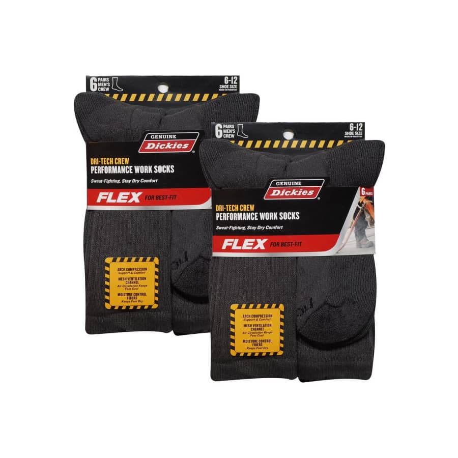 Dickies Men's Dri-Tech Crew Socks 12-Pack: $7.42