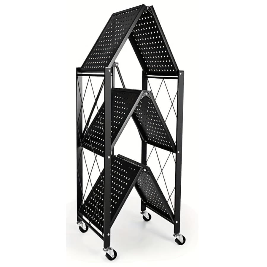 Heavy-Duty 750-lbs. 3-Tier Foldable Metal Storage Rack w/ Wheels: $22