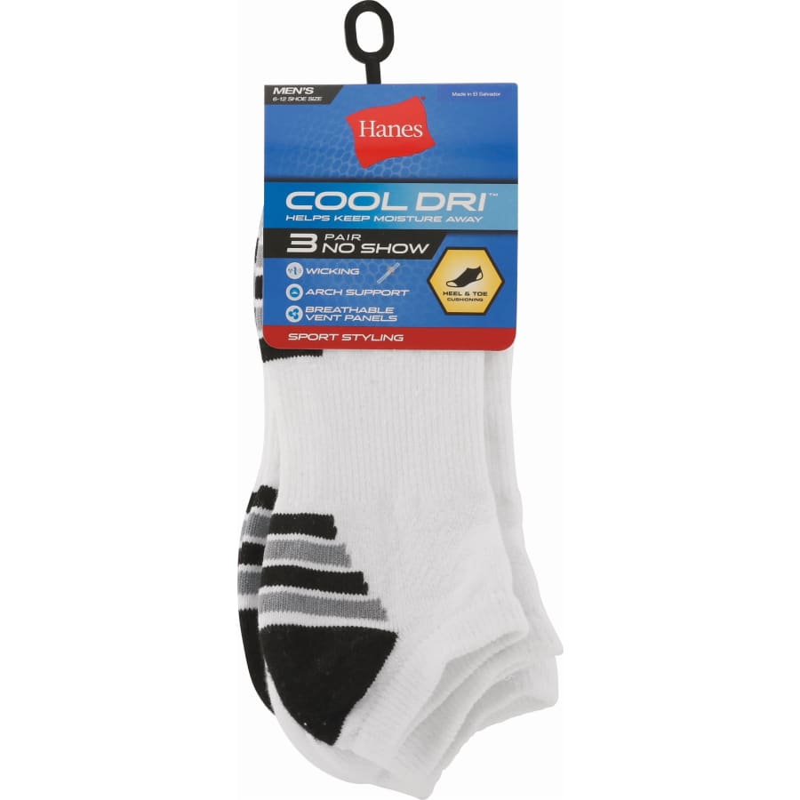 Hanes Men's Cool DRI No-Show Socks 3-Pack: $2.49 Hanes Men's Cool DRI No-Show Socks 3-Pack: $2.49