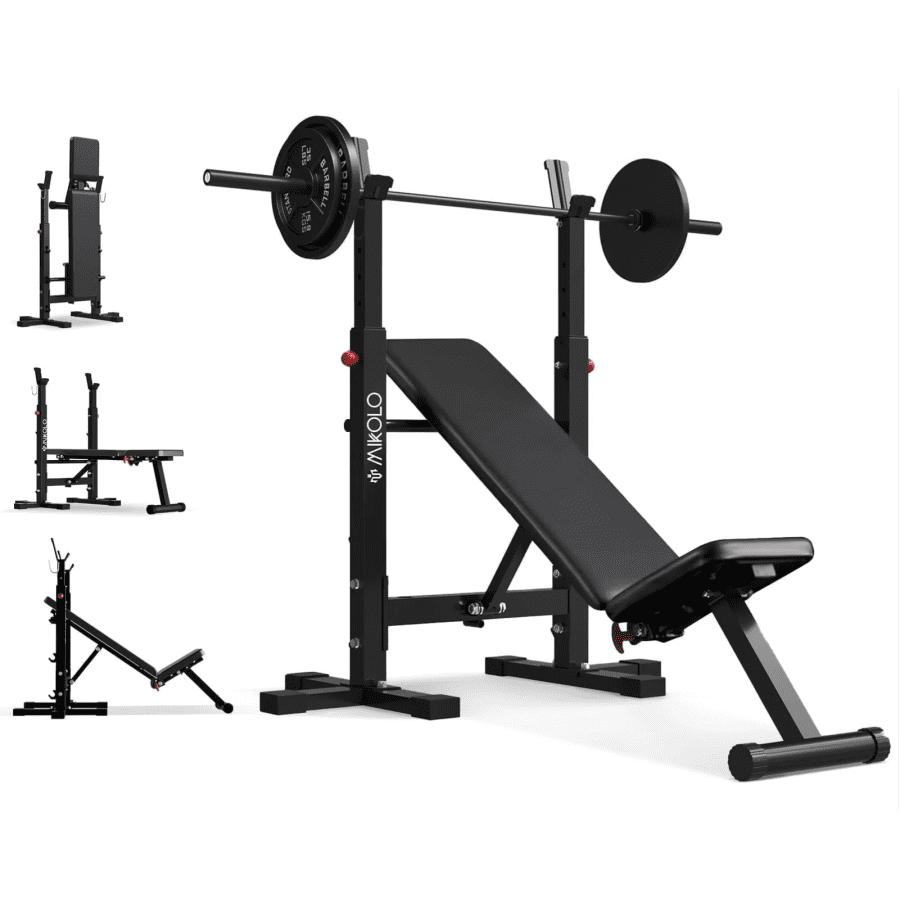 Mikolo 660-lbs. Foldable Adjustable Weight Bench w/ Squat Rack: $99 Mikolo 660-lbs. Foldable Adjustable Weight Bench w/ Squat Rack: $99