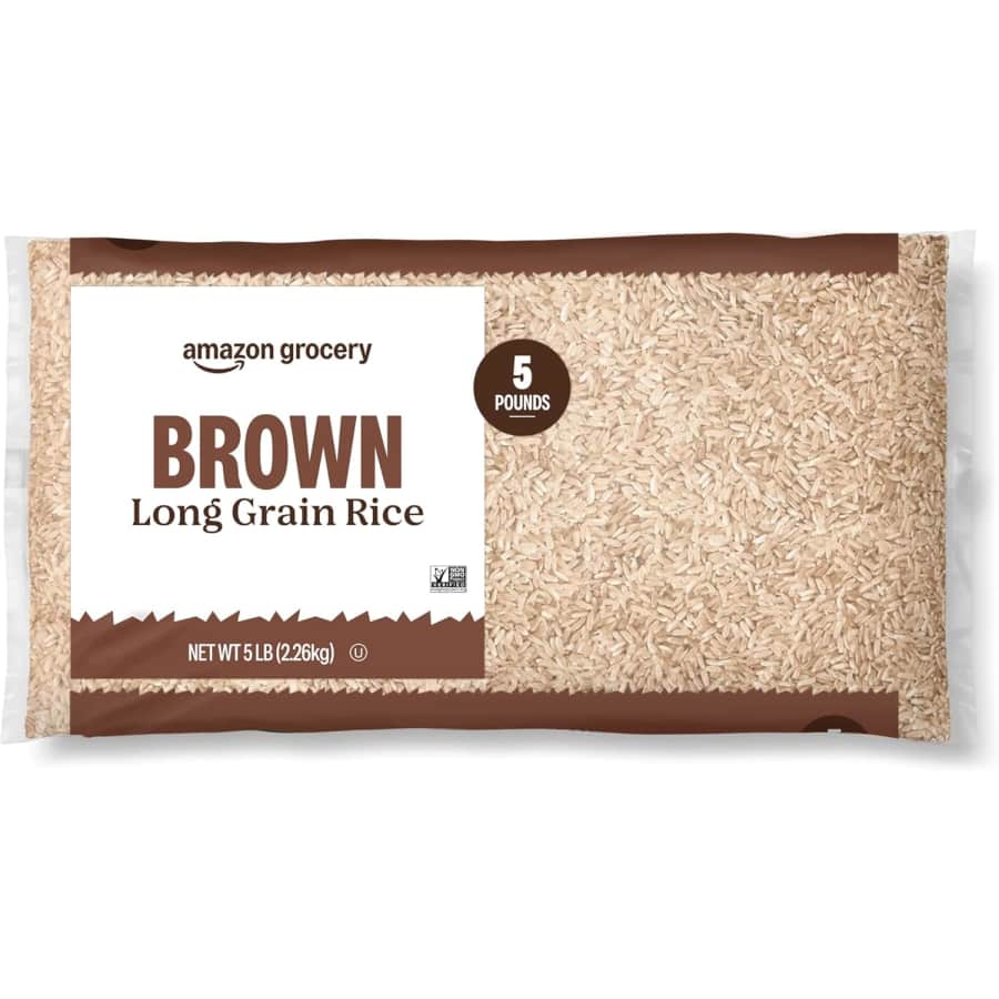 Amazon Grocery Brown Long Grain Rice 5-lb. Bag: $3.58 Amazon Grocery Brown Long Grain Rice 5-lb. Bag: $3.58
