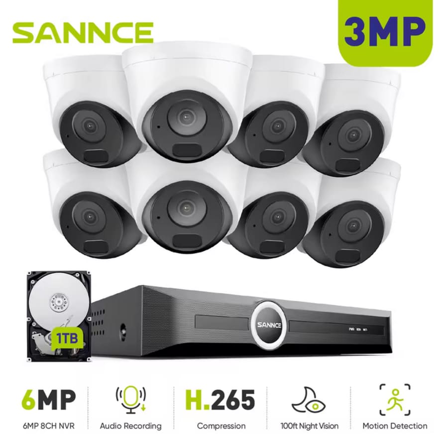 Sannce 3MP 8-Channel Video Surveillance Kit: $155 Sannce 3MP 8-Channel Video Surveillance Kit: $155