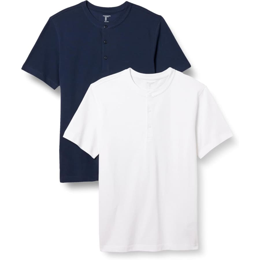 Amazon Essentials Men's Slim-Fit Henley Shirt 2-Pack: $9.95