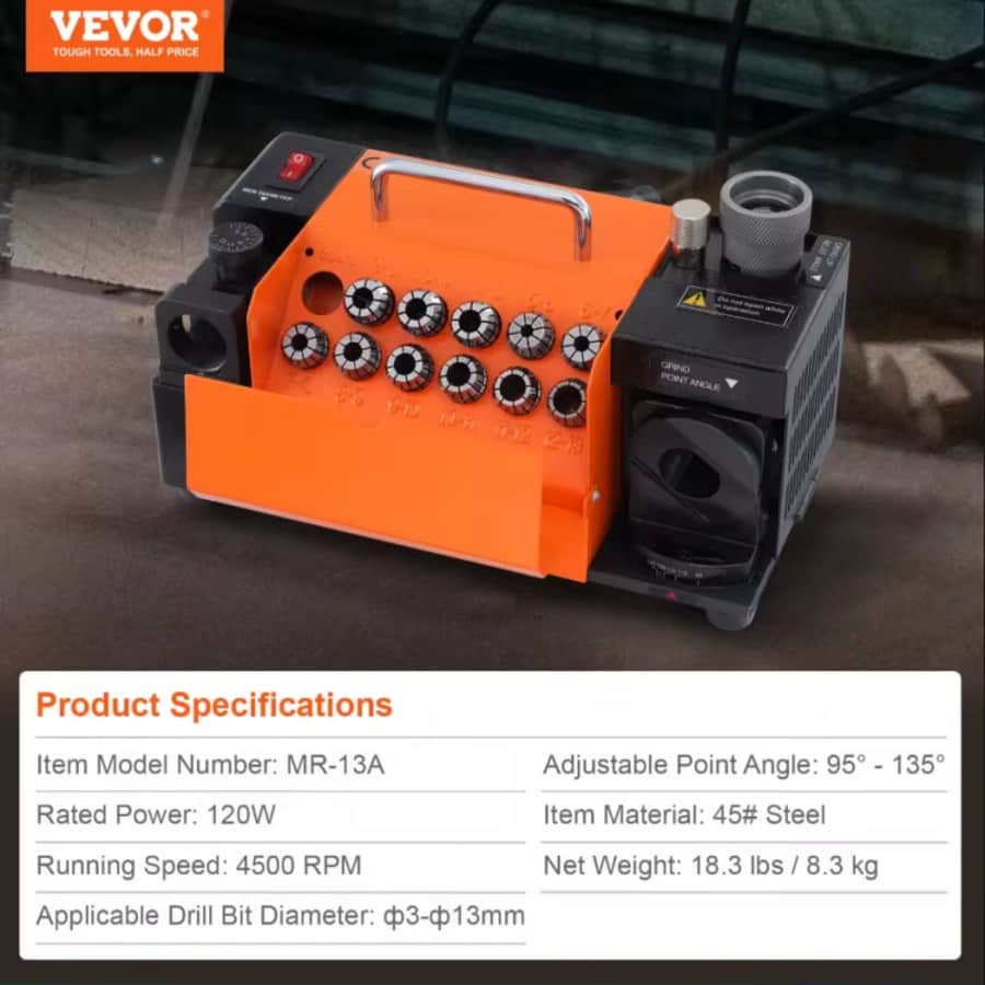 Vevor Drill Bit Sharpener: $130.18