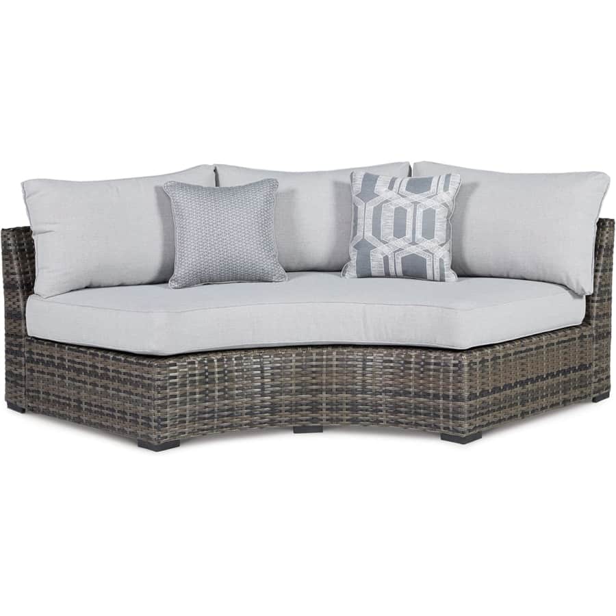 Signature Design by Ashley Harbor Court Casual Outdoor Armless Curved Loveseat with Cushion: $680 Signature Design by Ashley Harbor Court Casual Outdoor Armless Curved Loveseat with Cushion: $680