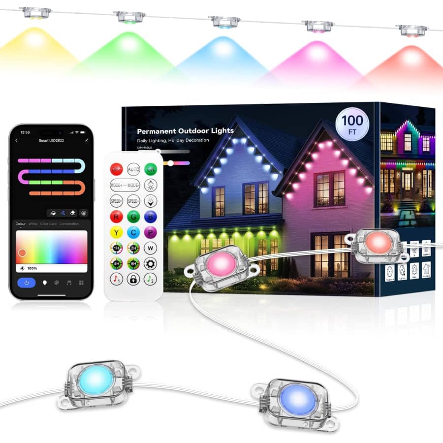 LemonLovely 100-Foot Smart IC+RGBCW Permanent Outdoor Lights Pro: $64.49