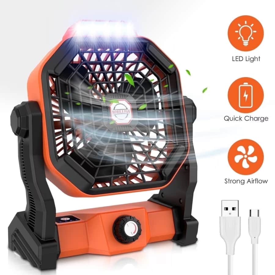 Uarter 10" USB Rechargeable Camping Fan w/ LED Light: $19.89 Uarter 10" USB Rechargeable Camping Fan w/ LED Light: $19.89