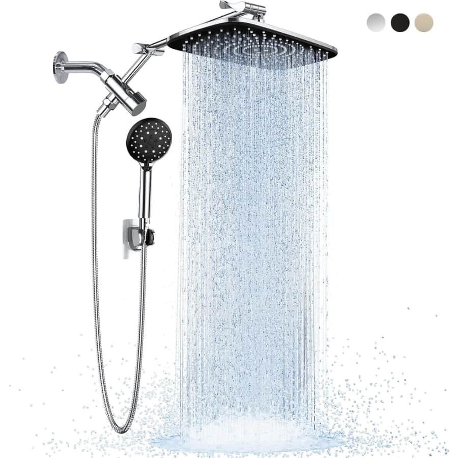 Veken Wide Rain Shower Head w/ Handheld Spray: $47