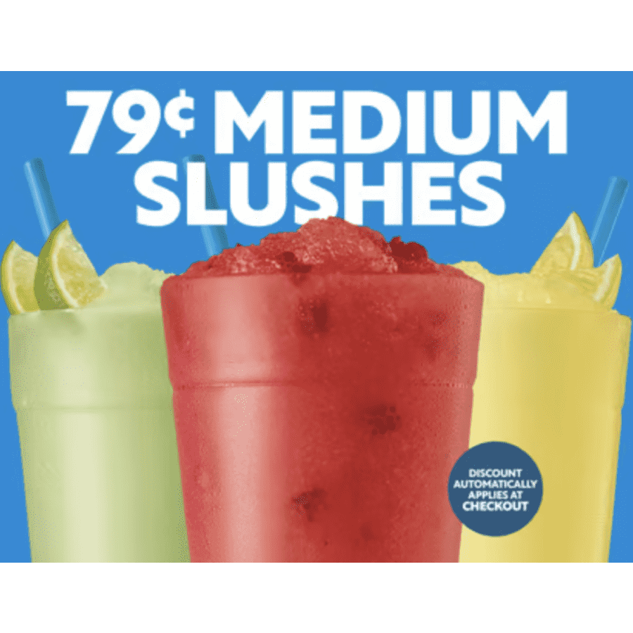 Sonic Drive-In Medium Slushies: 79 cents Sonic Drive-In Medium Slushies: 79 cents