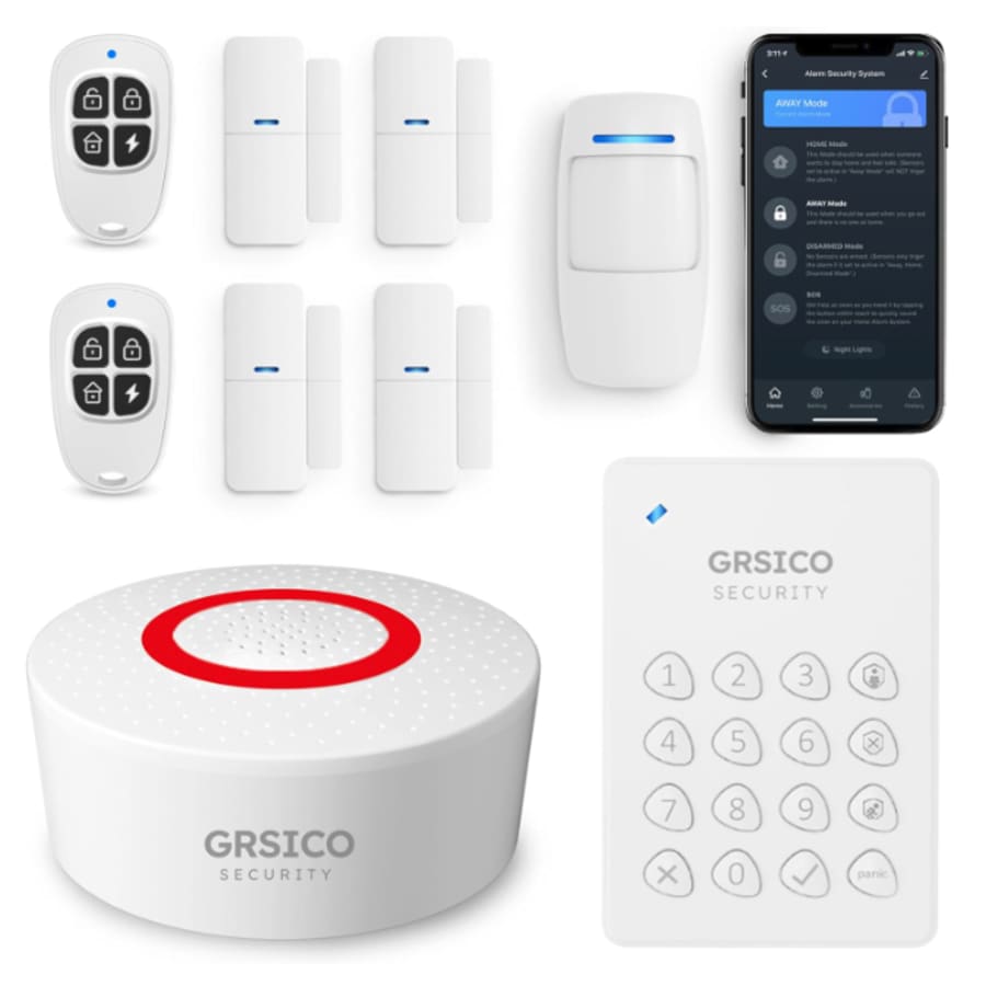 GRSICO 9-Piece Wireless Home Alarm System: $64