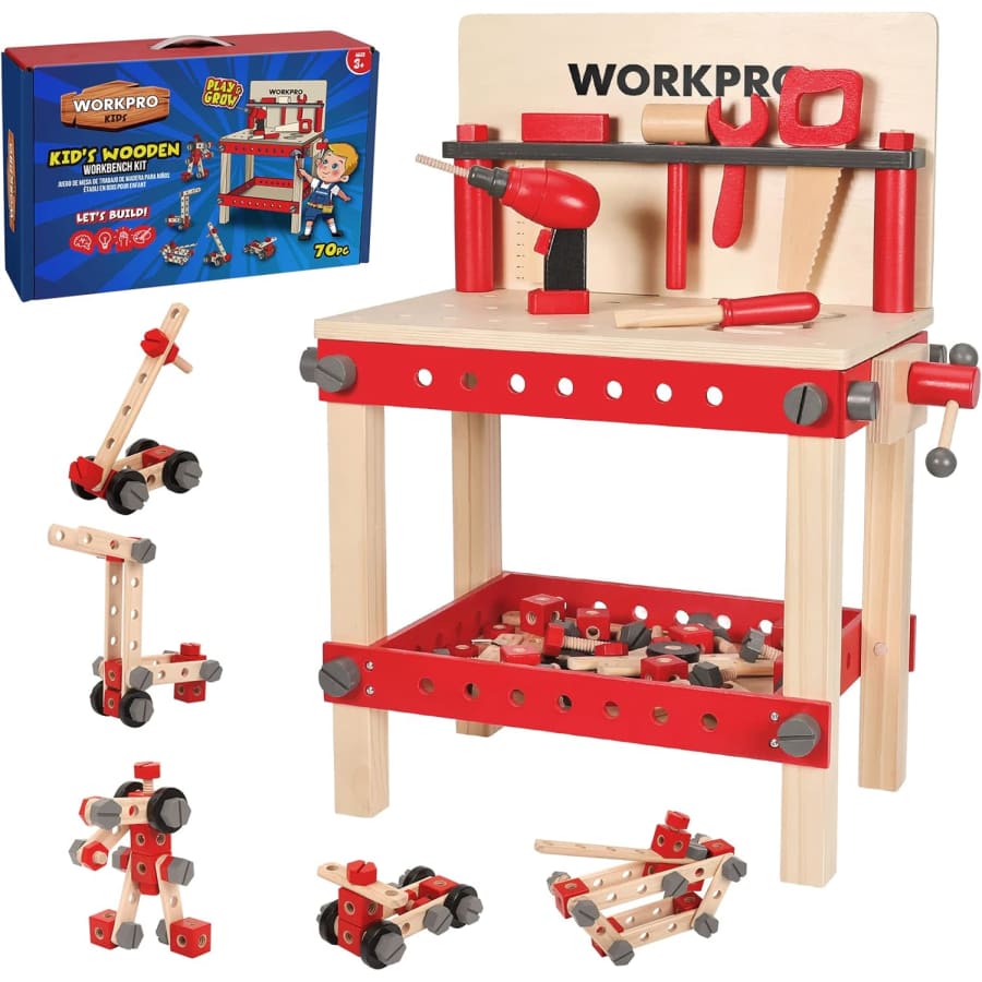 WorkPro Kids' 70-Piece Wooden Workbench Kit: $27