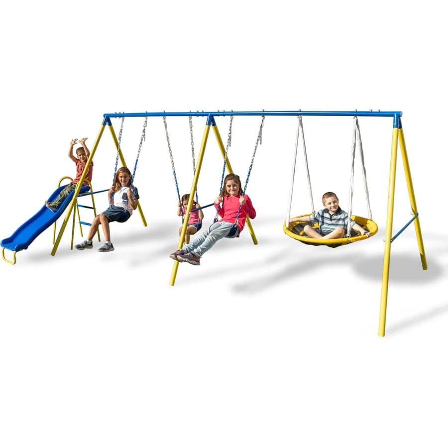 Sportspower Triple Swing and Saucer Set w/ Slide: $249.99 Sportspower Triple Swing and Saucer Set w/ Slide: $249.99