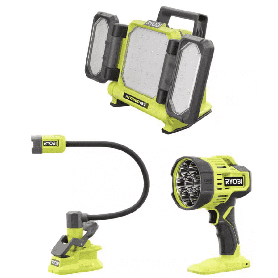 Ryobi One+ 18V 3-Tool Lighting Kit: $99