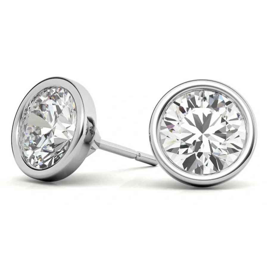 Bezel Round Lab Grown Diamond Stud Earrings: From $700