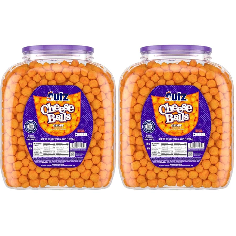 Utz 36.5-oz. Cheese Balls Barrel 2-Pack: $14.08