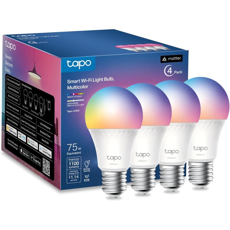 Tapo by TP-Link 75W Equivalent Smart Light Bulb 4-Pack: $25 Tapo by TP-Link 75W Equivalent Smart Light Bulb 4-Pack: $25