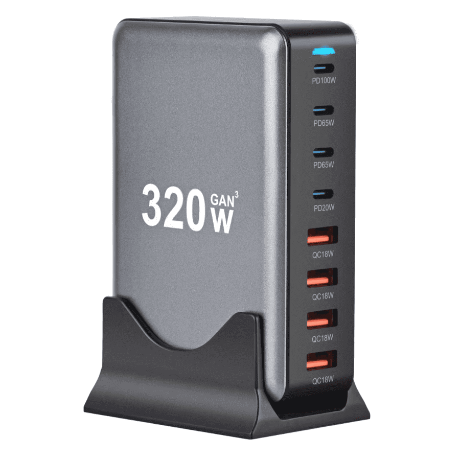 320W 8-Port USB GaN Desktop Quick Charger: $16.90