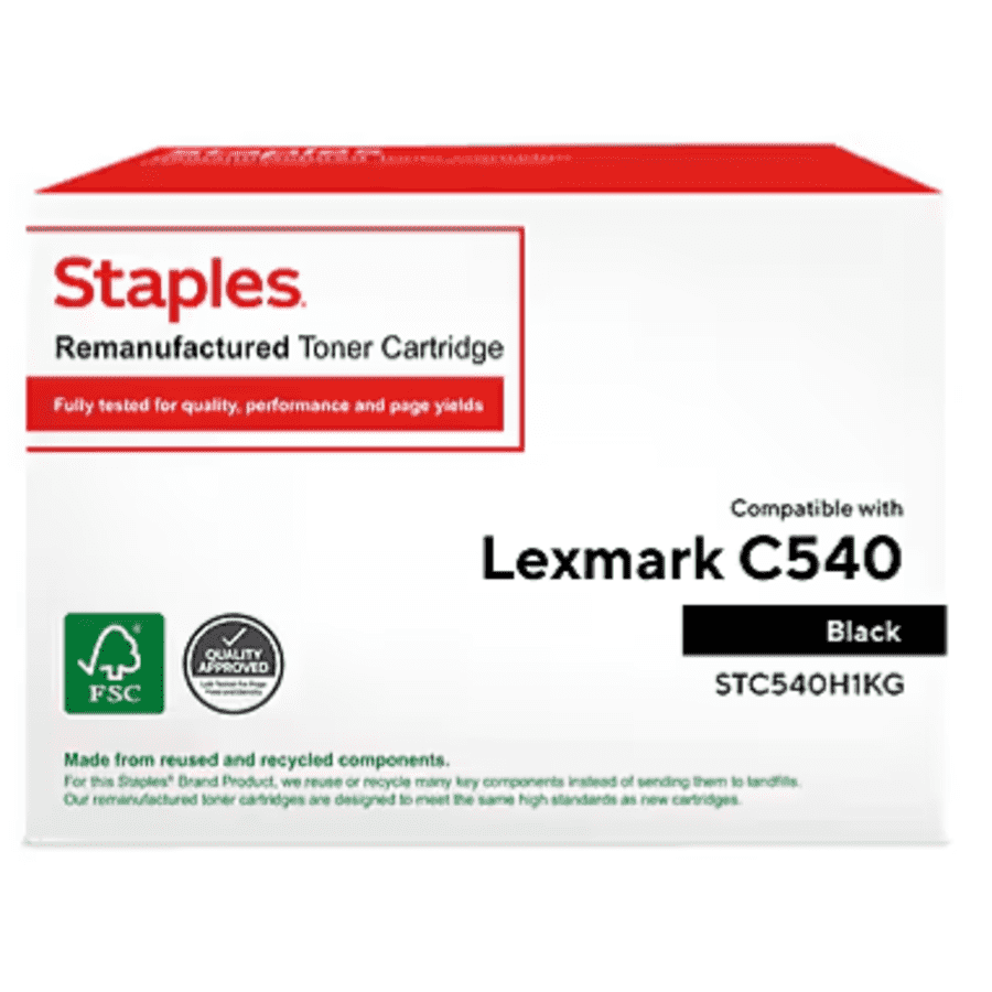 Staples Remanufactured Black High Yield Toner Cartridge for Lexmark: $7