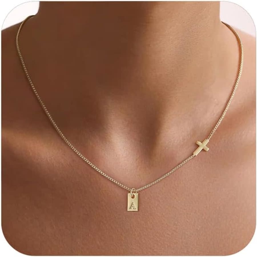 Focoog 14K Gold Plated Initial & Cross Necklace: $4.99 Focoog 14K Gold Plated Initial & Cross Necklace: $4.99