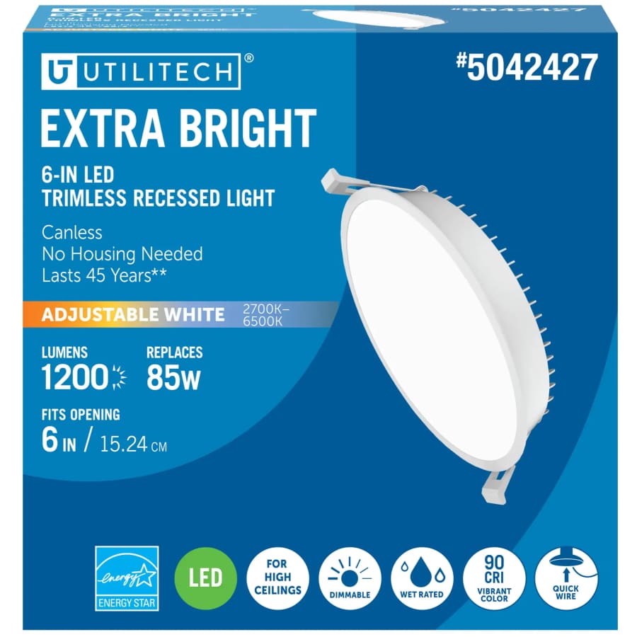 Utilitech Canless 1,200-Lumen Trimless Recessed Downlight: $9.98 Utilitech Canless 1,200-Lumen Trimless Recessed Downlight: $9.98
