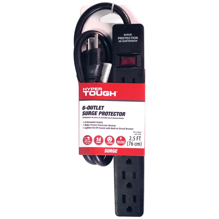 Hyper Tough 6-Outlet Surge Protector: $4.50
