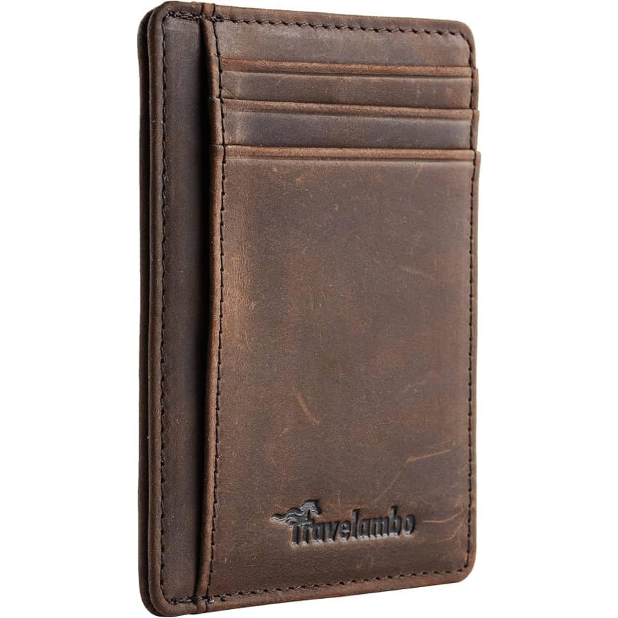 Travelambo RFID Front Pocket Minimalist Leather Slim Wallet: $8.48