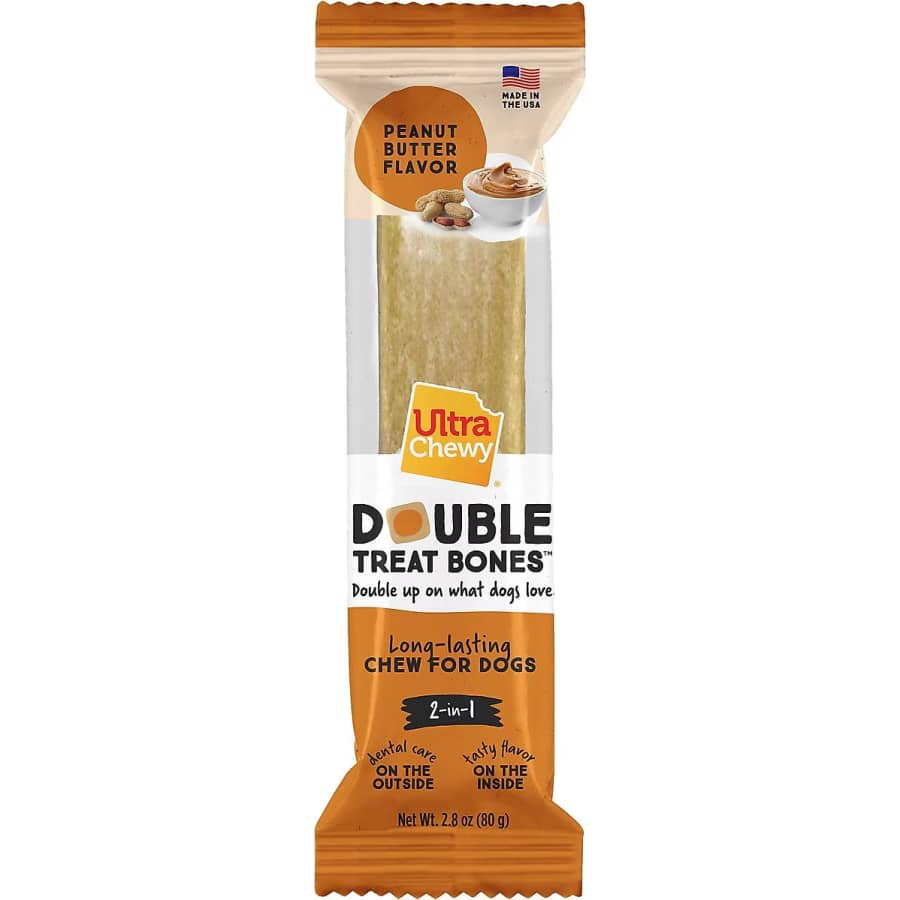 Ultra Chewy Double Treat Bone Peanut Butter Flavor Dog Treats: $1.19