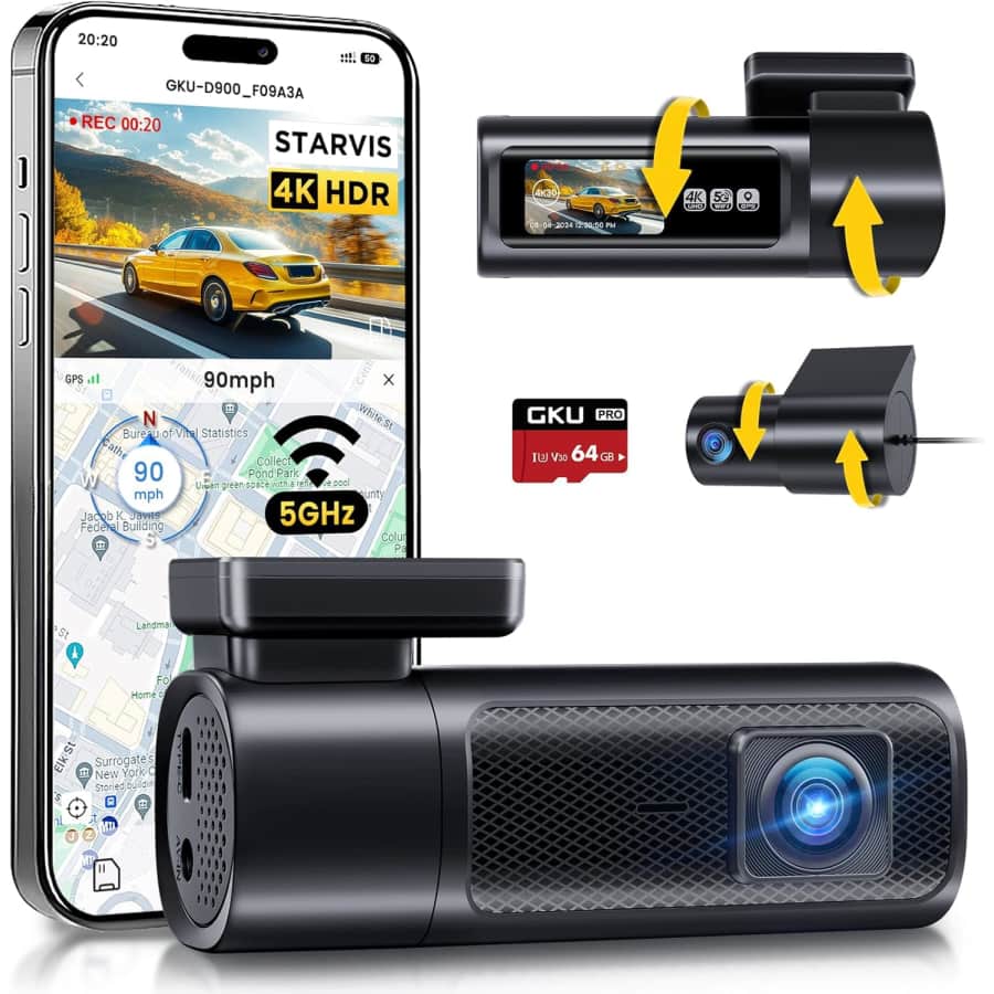 GKU 4K 60FPS+2.5K Front & Rear Dash Cam: $53 w/ Prime GKU 4K 60FPS+2.5K Front & Rear Dash Cam: $53 w/ Prime
