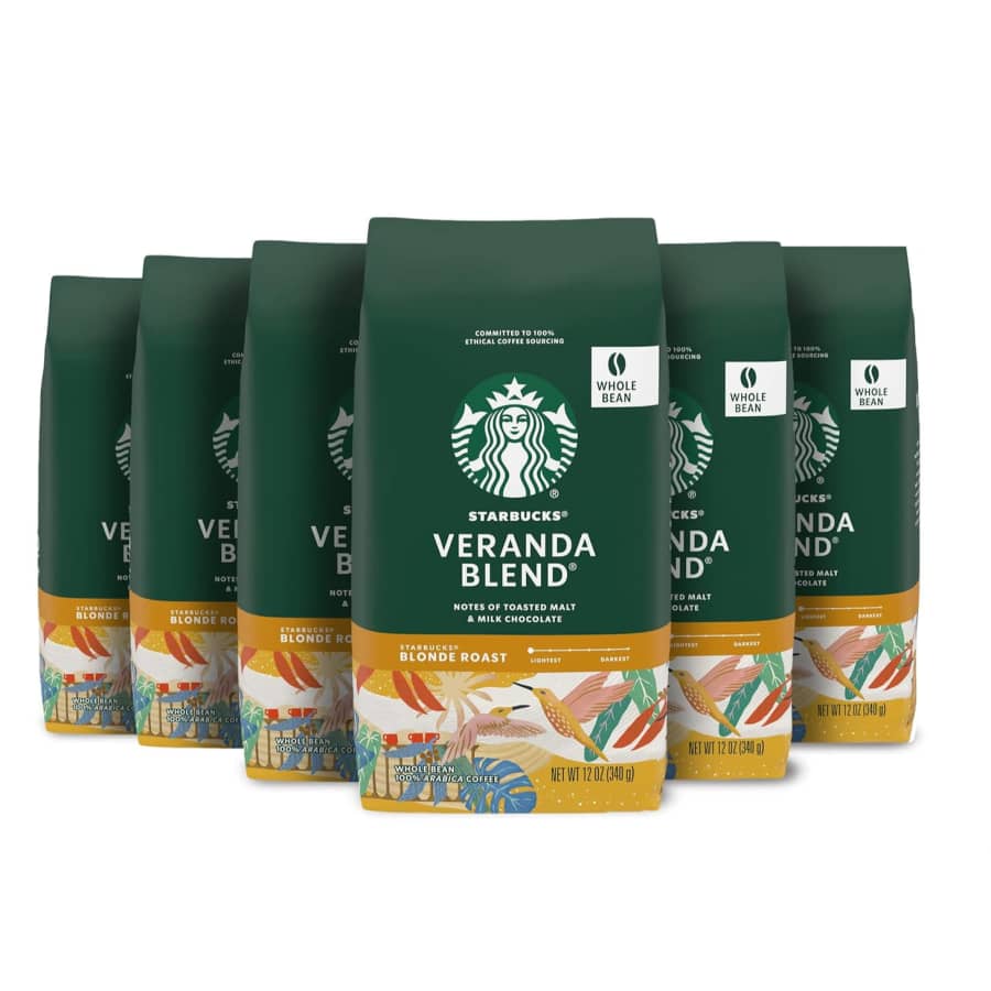 Starbucks Whole Bean Coffee 12-oz. Bag 6-Pack: $38 via Sub & Save Starbucks Whole Bean Coffee 12-oz. Bag 6-Pack: $38 via Sub & Save
