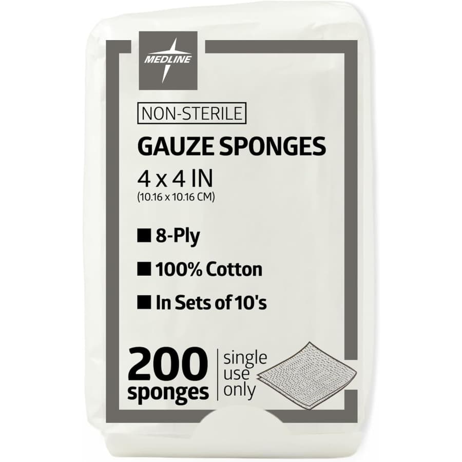 Medline 4"x4" Gauze Sponges 200-Pack: $3.69