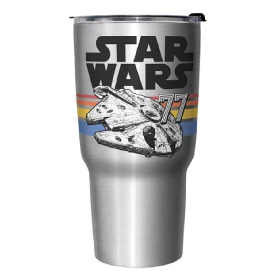 Star Wars Retro Millennium Falcon Logo Stainless Steel Tumbler w/Lid: $19 Star Wars Retro Millennium Falcon Logo Stainless Steel Tumbler w/Lid: $19