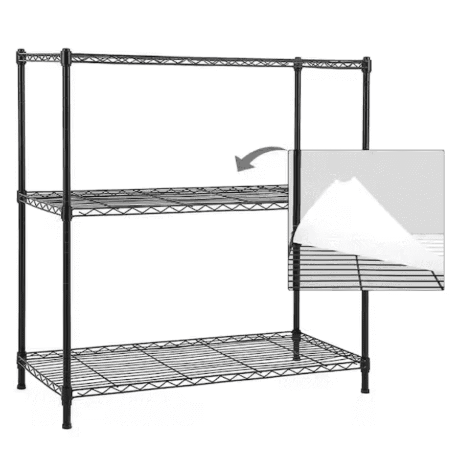 Efine 3-Tier Carbon Steel Wire Garage Storage Shelving Unit: $56