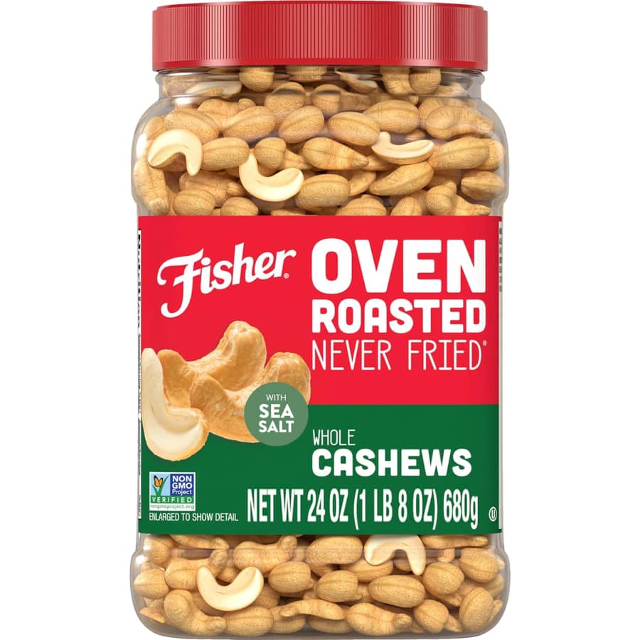 Fisher Oven Roasted Never Fried Whole Cashews 24-oz. Tub: $12 via Sub & Save