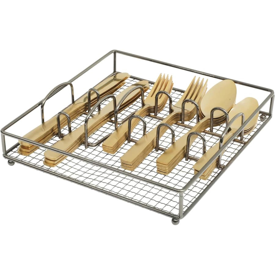 Gibson Home Abbeville Gold Flatware Set with Caddy: $22 Gibson Home Abbeville Gold Flatware Set with Caddy: $22