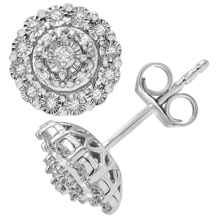 Brilliant Diamonds 1/10-TCW Diamond Halo Stud Earrings: $20