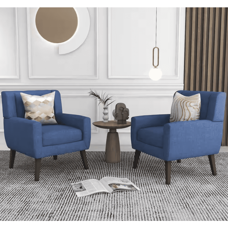 Set of 2 Linen Arm Chairs with Tufted Cushions: $296.40