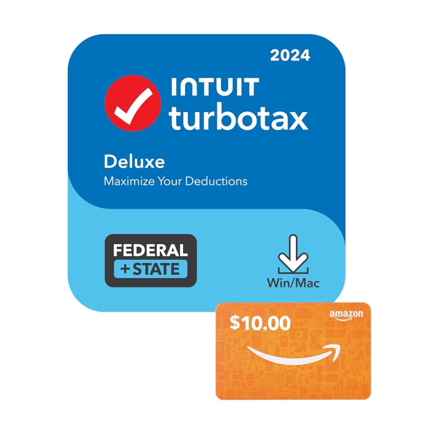 Intuit TurboTax Deluxe 2024 Federal & State Tax Software: $45 w/ $10 Amazon Gift Card
