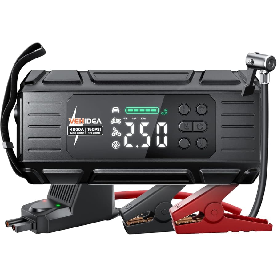 Vehidea 4,000A 150-PSI Jump Starter and Air Compressor: $39.99 Vehidea 4,000A 150-PSI Jump Starter and Air Compressor: $39.99