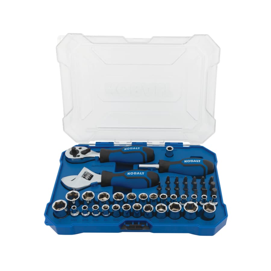 Kobalt 50-Piece Standard (SAE) and Metric Polished Chrome Mechanics Tool Set: $20 Kobalt 50-Piece Standard (SAE) and Metric Polished Chrome Mechanics Tool Set: $20