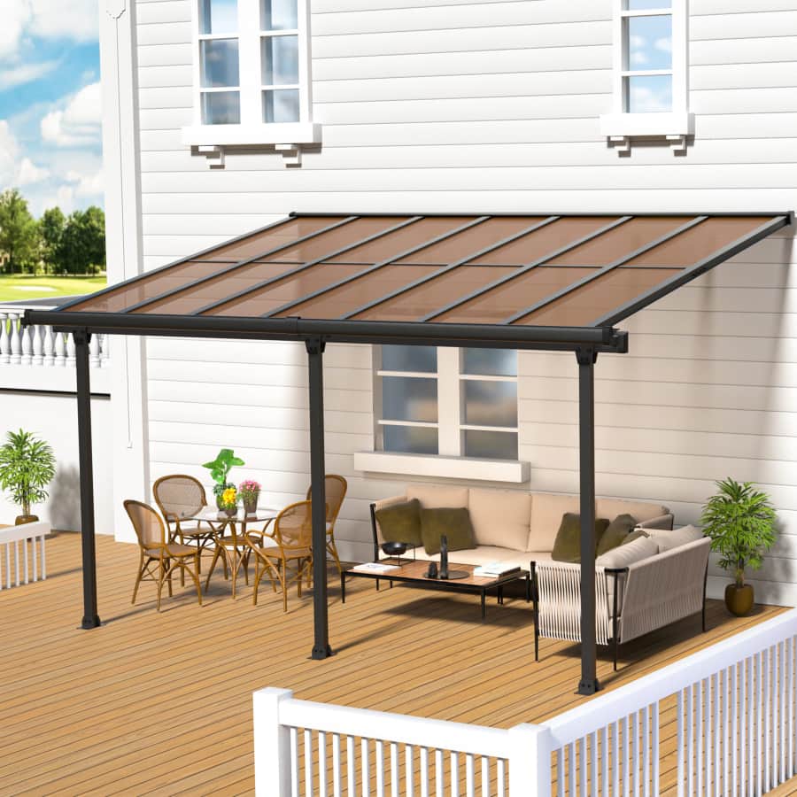 Veikous 14x10x10-Foot Metal Attached Pergola w/ Canopy: $590