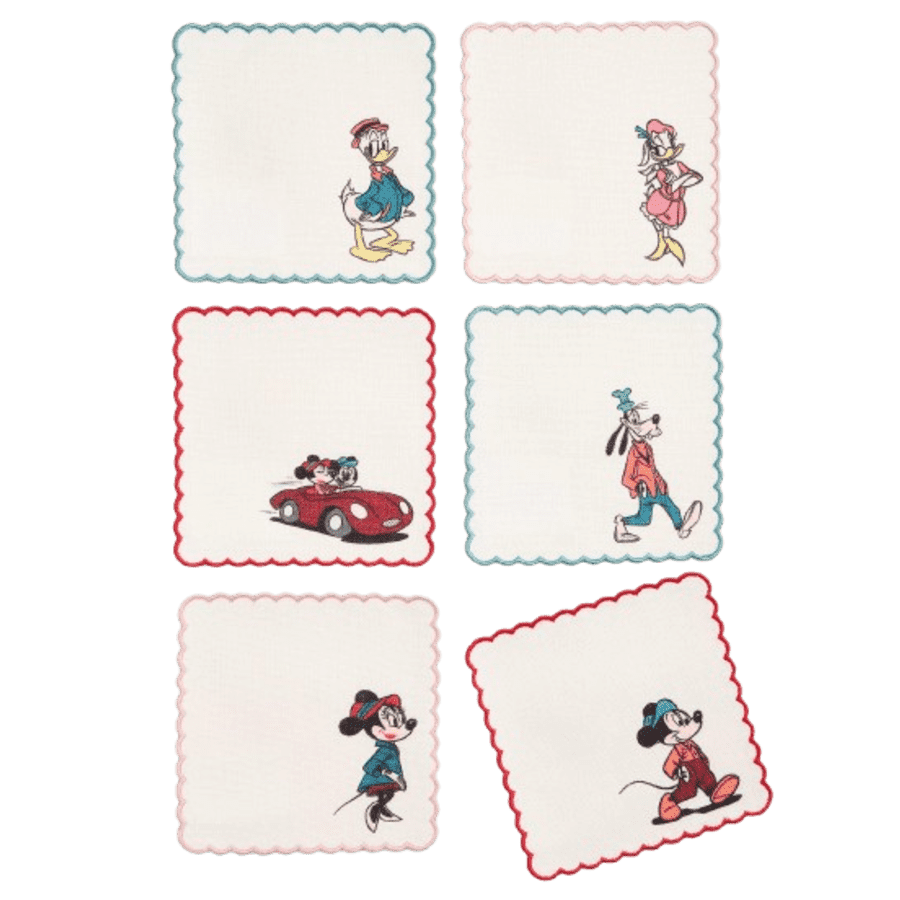 6 Disney x Macy's Mickey Mouse & Friends Embroidered Cocktail Napkins: $8.43
