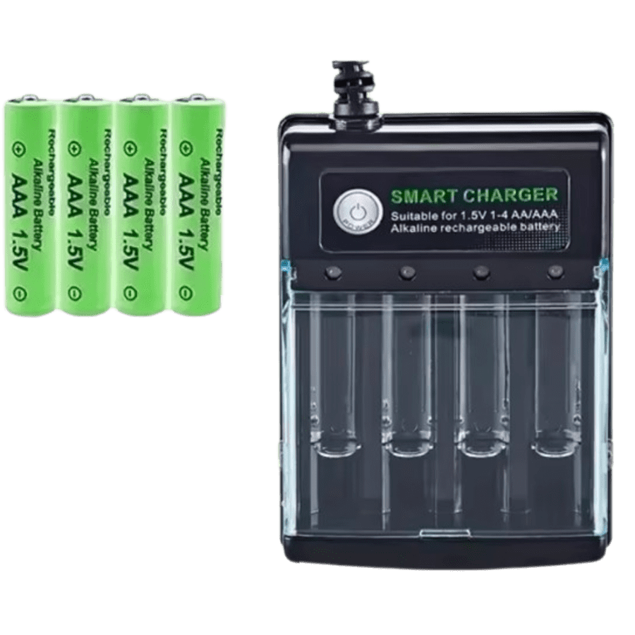 AA / AAA Battery Charger w/ 4 Rechargeable Batteries: $13